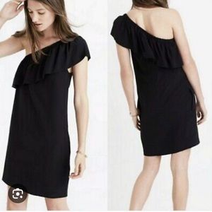 Madewell black silk one shoulder shift dress NWT Size 0